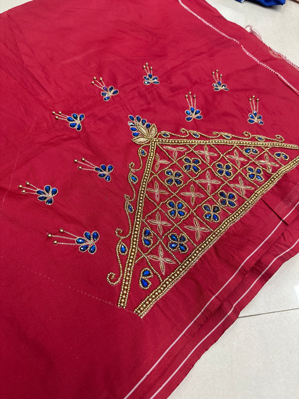 Aari Work Blouse Fabric Rich Design with Less price-499/-