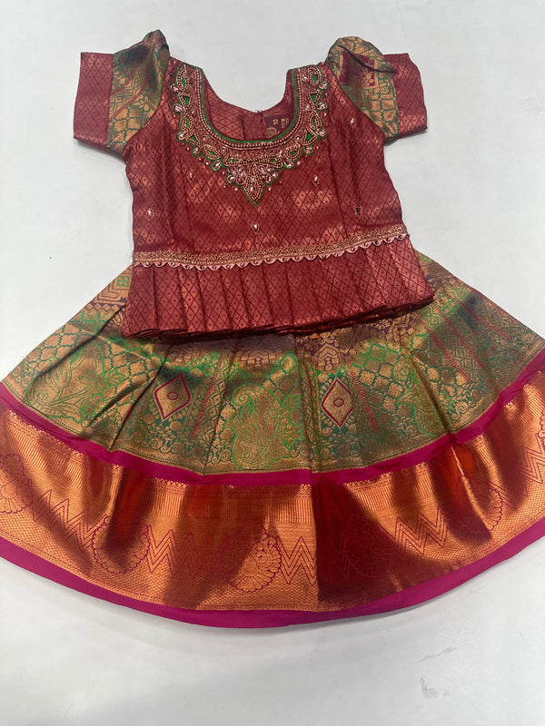 Kids Pattu Pavadai-Ready to wear