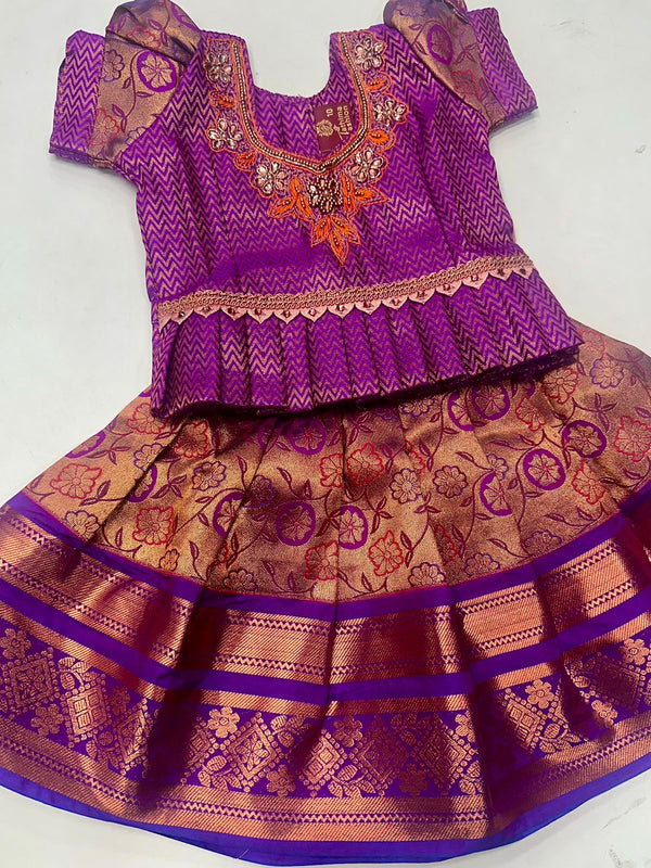 Kids Pattu Pavadai-Ready to wear