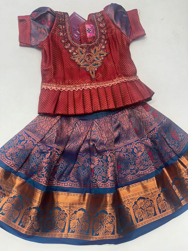 Kids Pattu Pavadai-Ready to wear