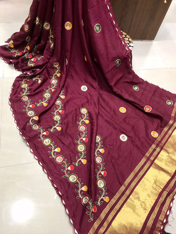 SEMI GAJJI WITH EMBROIDERY