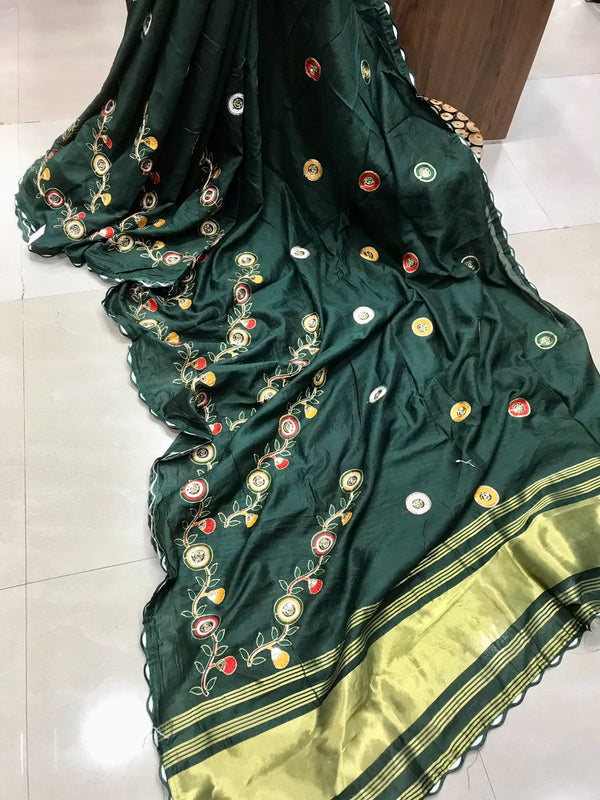 SEMI GAJJI WITH EMBROIDERY