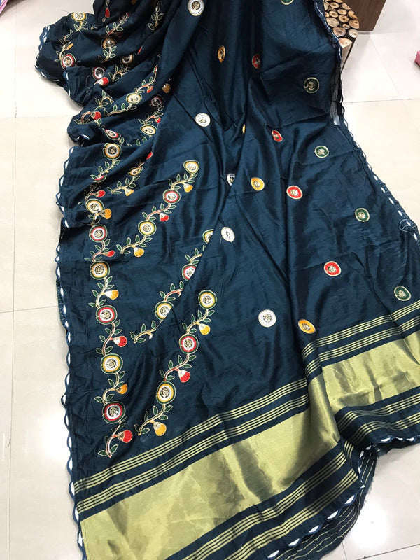 SEMI GAJJI WITH EMBROIDERY