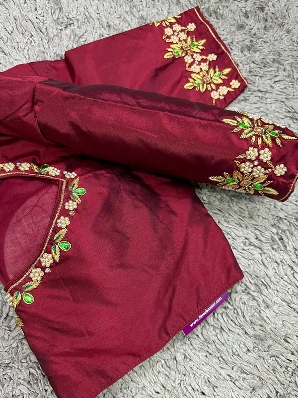 MAROON AARI WORK BLOUSE