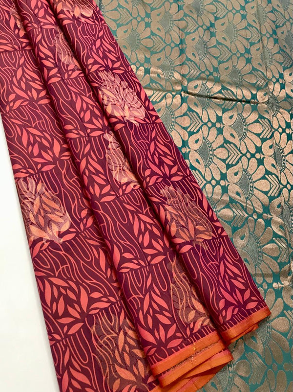 LEAF PRINTED SOFT SILK