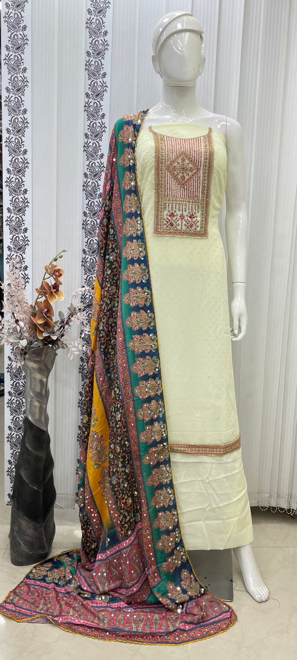 Georgette Neck Work Salwar Material