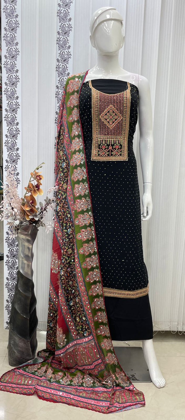 Georgette Neck Work Salwar Material