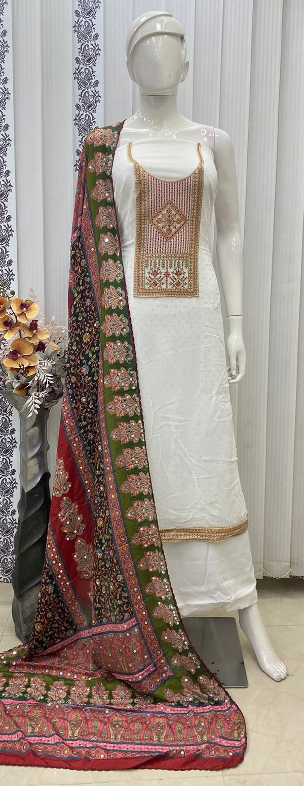 Georgette Neck Work Salwar Material