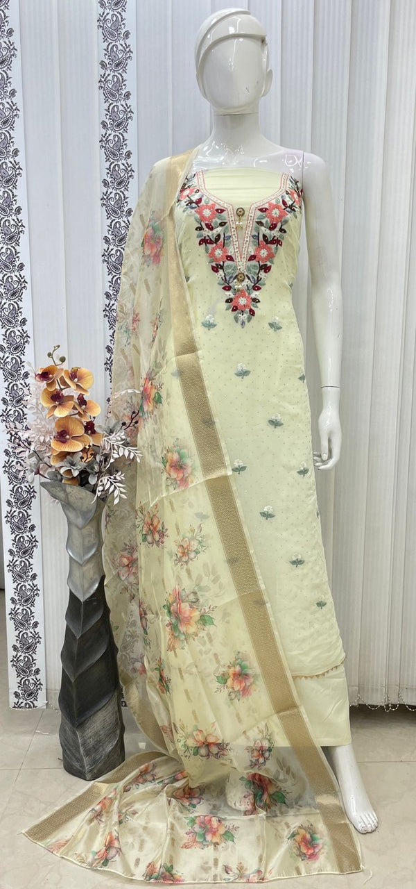 Georgette Butta Neck Work Salwar Material