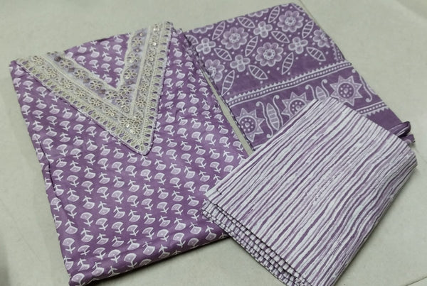 Cotton Printed Top And Bottom Salwar Material