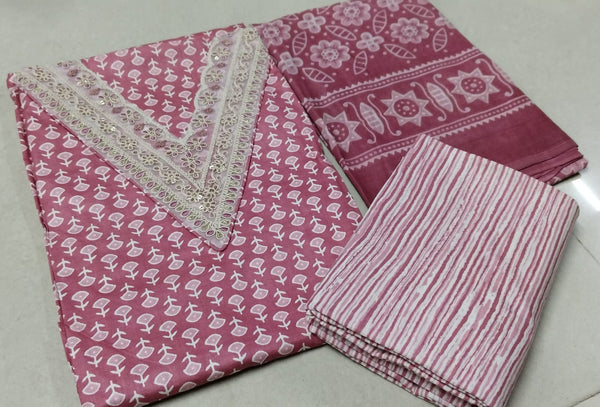 Cotton Printed Top And Bottom Salwar Material