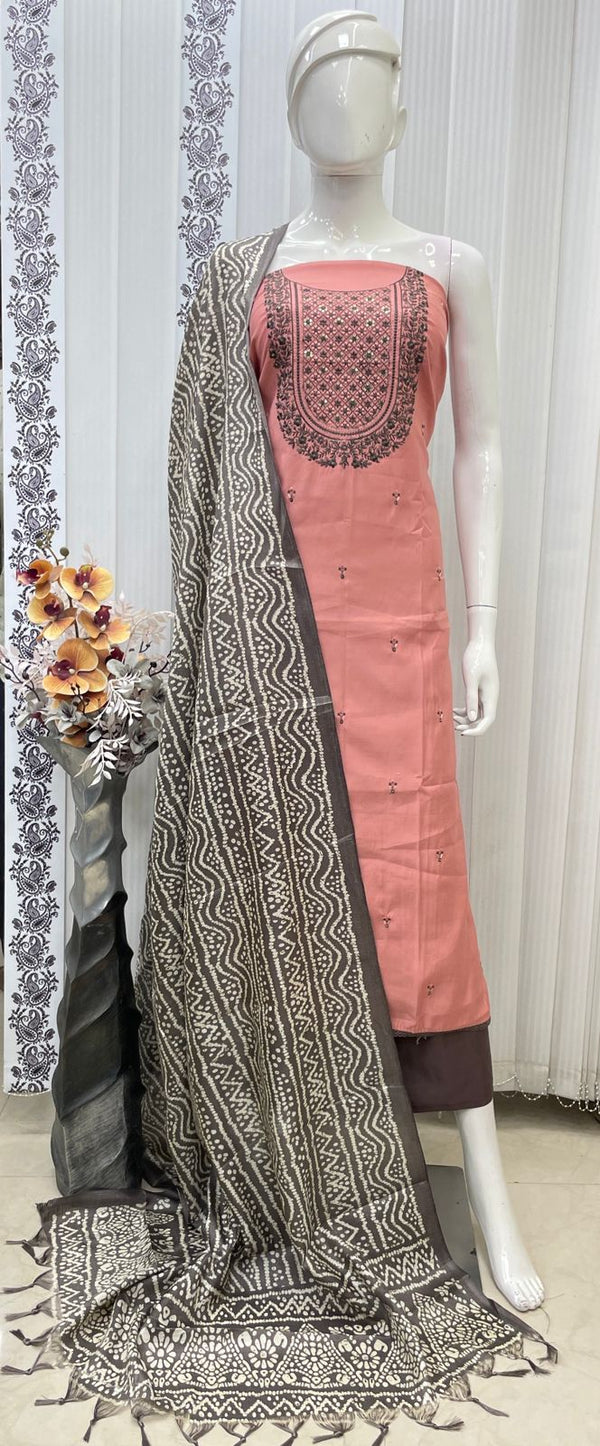 Maslin Neck Butti Work Salwar Material