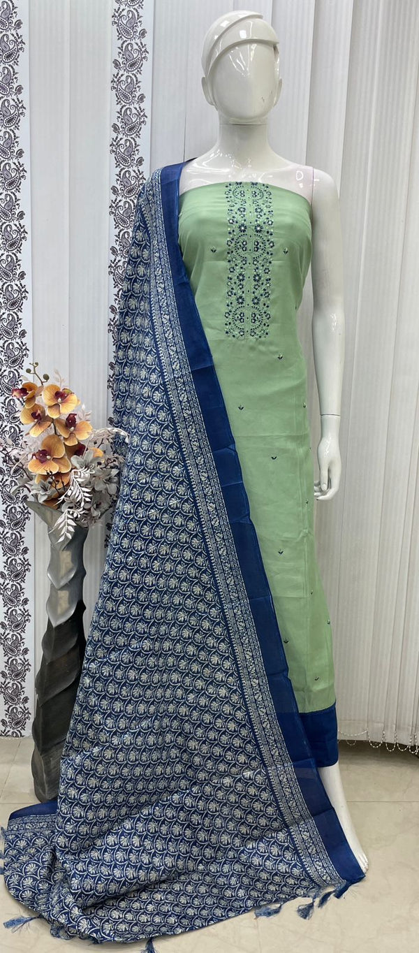 Maslin Neck Butti Work Salwar Material