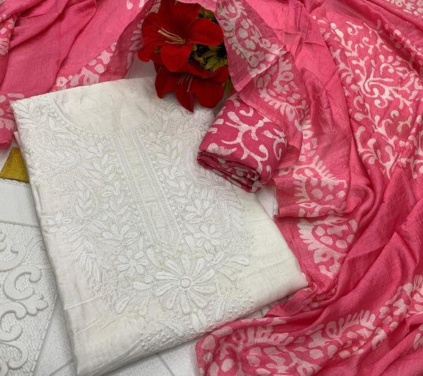 PURE COTTON NECK LAKHNOWY BUTTI WORK SALWAR MATERIAL