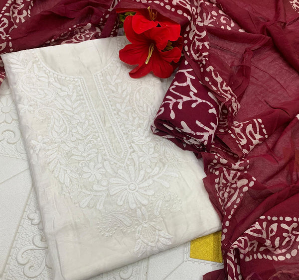 PURE COTTON NECK LAKHNOWY BUTTI WORK SALWAR MATERIAL