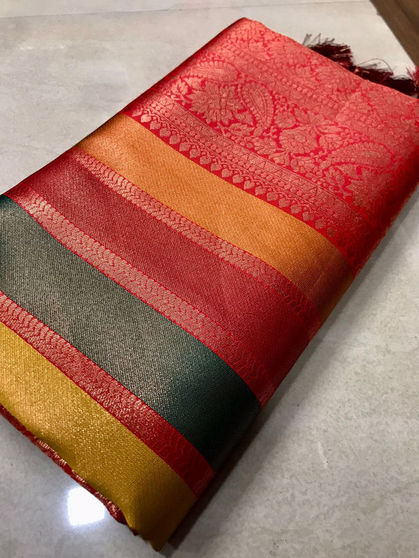 KANCHIPURAM MULTI ZARI SILK SAREE