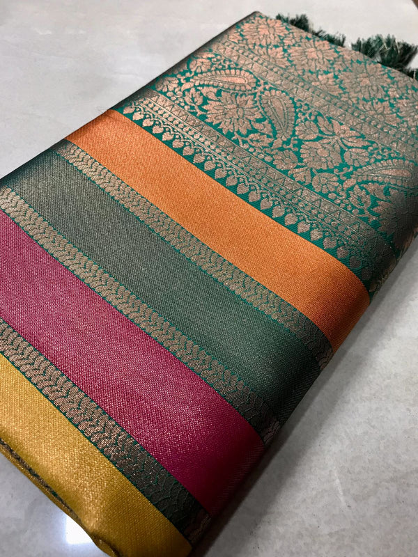 KANCHIPURAM MULTI ZARI SILK SAREE