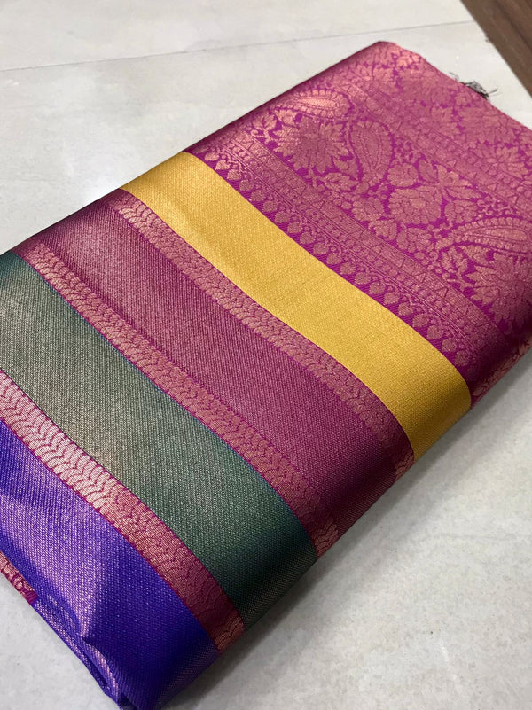 KANCHIPURAM MULTI ZARI SILK SAREE