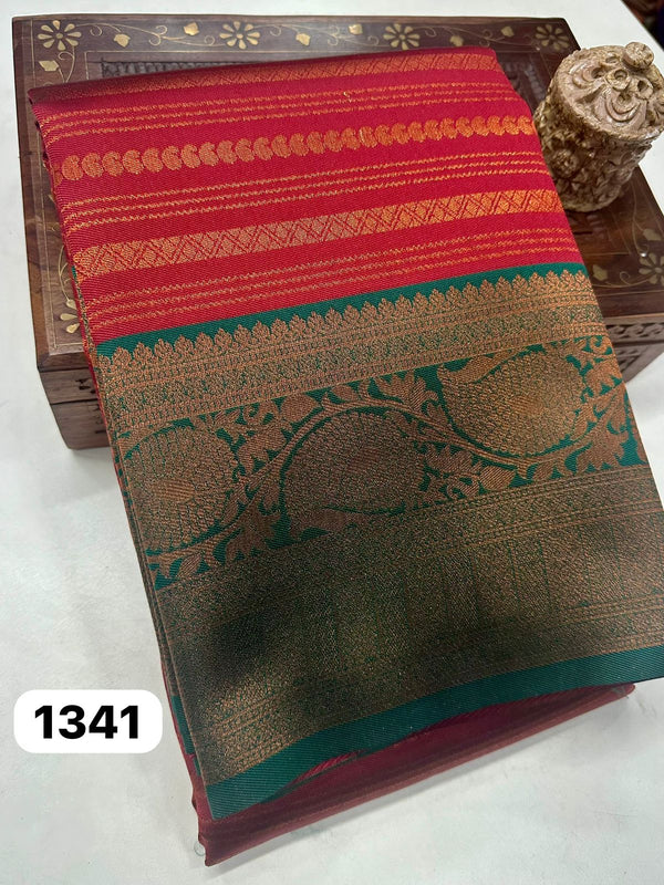 KANCHIPURAM BRIDAL SEMI SOFT SILK  SAREES