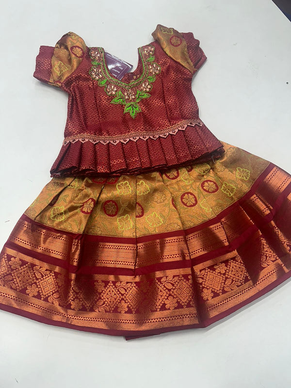 Kids Pattu Pavadai-Ready to wear