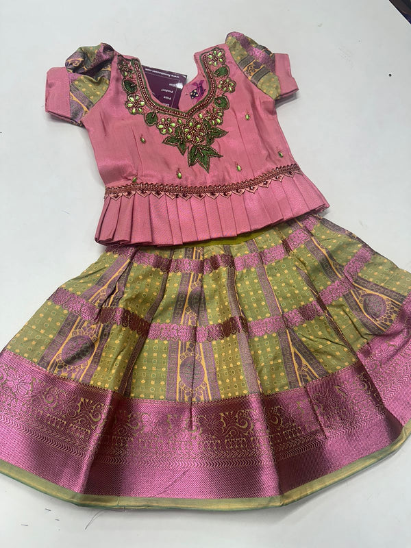 Kids Pattu Pavadai-Ready to wear