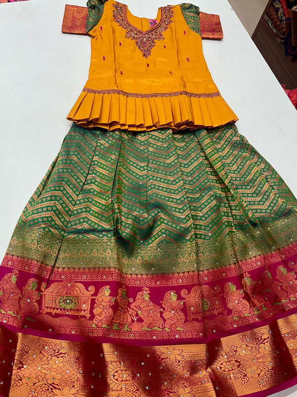 Kids Pattu Pavadai-Ready to wear