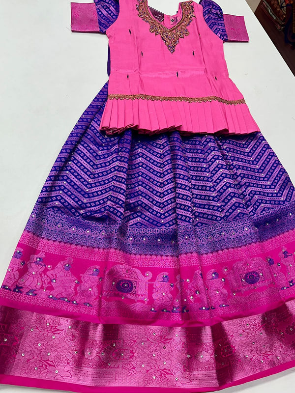 Kids Pattu Pavadai-Ready to wear