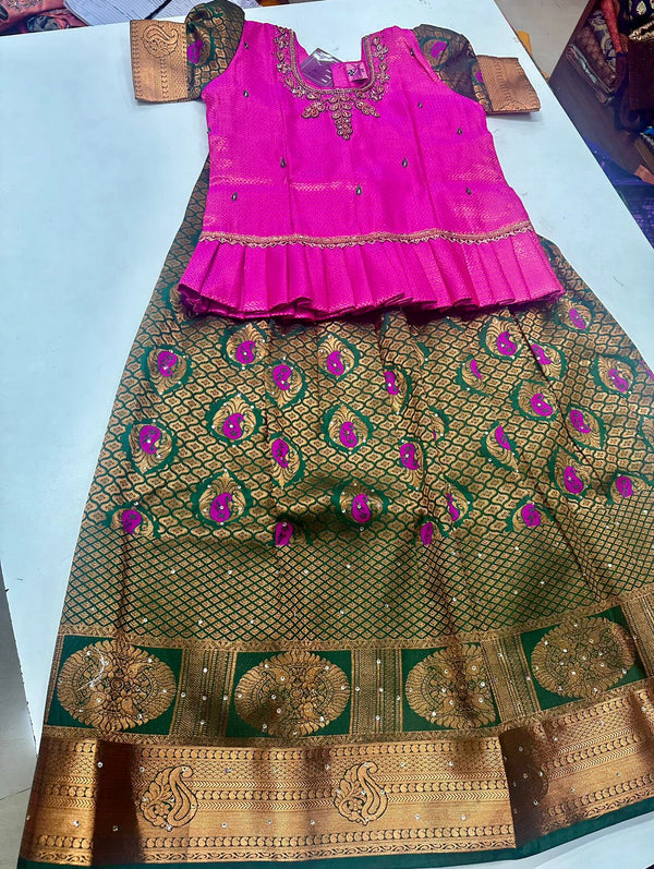 Kids Pattu Pavadai-Ready to wear